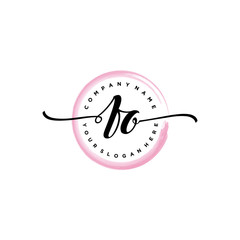 FO initial handwriting logo template. round logo in watercolor color with handwritten letters in the middle. Handwritten logos are used for, weddings, fashion, jewelry, boutiques and business