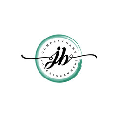 Obraz premium JB initial handwriting logo template. round logo in watercolor color with handwritten letters in the middle. Handwritten logos are used for, weddings, fashion, jewelry, boutiques and business