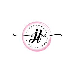 JF initial handwriting logo template. round logo in watercolor color with handwritten letters in the middle. Handwritten logos are used for, weddings, fashion, jewelry, boutiques and business