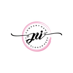 PI initial handwriting logo template. round logo in watercolor color with handwritten letters in the middle. Handwritten logos are used for, weddings, fashion, jewelry, boutiques and business