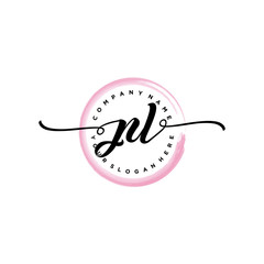 PL initial handwriting logo template. round logo in watercolor color with handwritten letters in the middle. Handwritten logos are used for, weddings, fashion, jewelry, boutiques and business