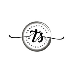 TS initial handwriting logo template. round logo in watercolor color with handwritten letters in the middle. Handwritten logos are used for, weddings, fashion, jewelry, boutiques and business