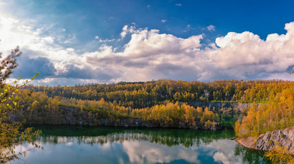 Naklejka na ściany i meble lake in germany - steinbruch schlupkothen panorama landscape stunning nature