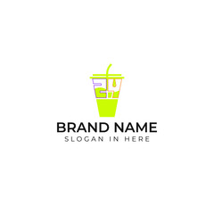 Juice cup logo vector with 24 number shaped inside