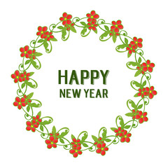 Motif of floral frame background with elegant text happy new year. Vector