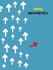 Think different.Flying air plane in the sky. The graphic of air plane also represents the concept of courage. Vector EPS 10.