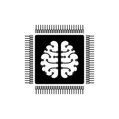 Artificial Intelligence AI icon. Flat style. cybernetics concept. Isolated on white background.  