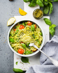 Avocado pasta with pesto