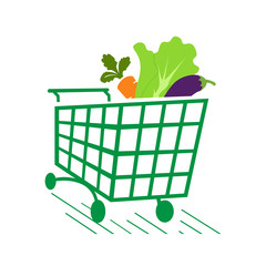 vegetables on shopping cart grocery logo icon design symbol vector illustrations