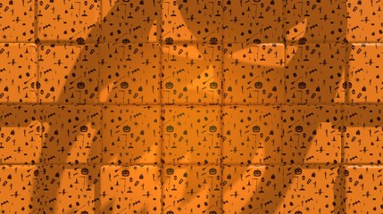 Chaotic geometry shapes textured by halloween pattern. Abstract background. 3d rendering