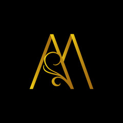 Luxury Gold Letter M Logos a Modern triangle logo vector inspirations