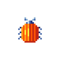 Fototapeta premium Colorado beetle pixel art potato bug insect pest icon. Element design for stickers, web, logo, embroidery and mobile app. Maybug isolated vector illustration. 