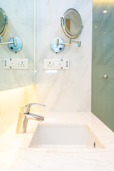 Faucet water and sink decoration in bathroom interior