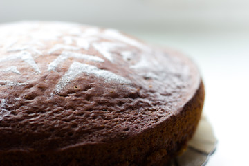 Powdered sugar pattern on pastries. Macro shot.