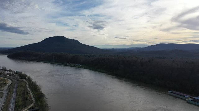 Chattanooga Tennessee River Mountains Drone Shot Mavic 2 Pro Pretty Sky Clouds