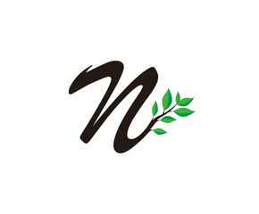 Nature letter N leaf icon logo design concept,