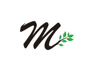 Nature letter M leaf icon logo design concept,