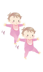 双子のよちよち歩き