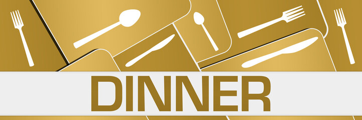 Dinner Brown Spoon Fork Knife Rounded Squares 