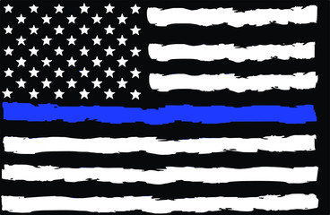 Thin Blue Line Police Support Vector Silhouette 