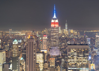 Fototapeta na wymiar New York City Empire State Building Memorial Day 2018 night