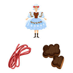 Vector design of poland and travel logo. Collection of poland and europe stock vector illustration.