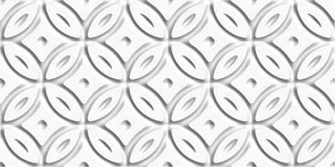 Abstract Geometric 3D white background. Seamless pattern. Rendering illustration.