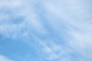 Cirrostratus cloud on beautiful blue sky , Fluffy clouds formations at tropical zone