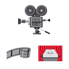 Isolated object of cinema and theater symbol. Set of cinema and entertainment stock symbol for web.