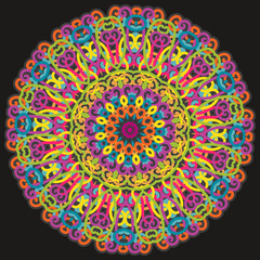 Vector round abstract circle. Mandala style. Decorative element, colored circular design element.