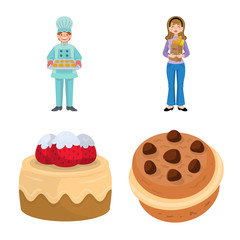 Vector illustration of bakery and natural sign. Set of bakery and utensils stock symbol for web.