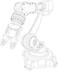 Robot hand wire-frame. Vector illustration. Tracing illustration of 3d.