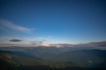 Moonlit night in the Carpathian mountains