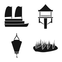 Vector design of vietnam and traditional logo. Collection of vietnam and culture vector icon for stock.