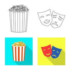 Vector design of television and filming symbol. Collection of television and viewing stock vector illustration.