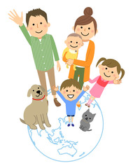 仲良しファミリー　二世代家族　地球