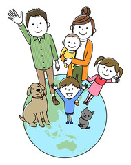 仲良しファミリー　二世代家族　地球