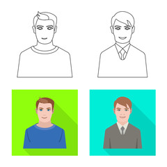 Vector illustration of hairstyle and profession icon. Set of hairstyle and character vector icon for stock.
