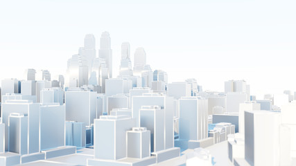 3d abstract modern city in sunny day