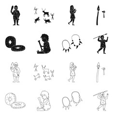 Vector illustration of evolution and neolithic icon. Set of evolution and primeval stock symbol for web.