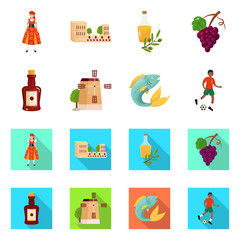 Vector design of and historic symbol. Collection of and country vector icon for stock.