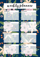 Weekly planner  A4 printable page for planner, diary, notebook or organiser.