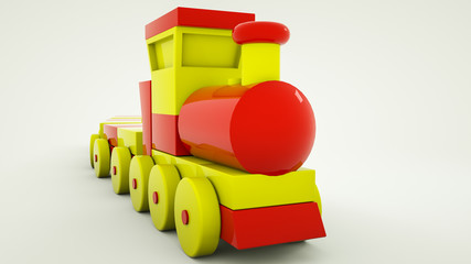 toy train with plastic wagons. 3d rendering illustration