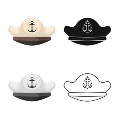 Vector design of cap and captain symbol. Collection of cap and navy stock symbol for web.