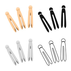 Obraz premium Isolated object of clothespin and pin sign. Set of clothespin and wooden stock vector illustration.