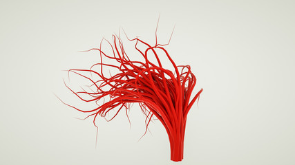 red abstract figure of red glossy curved lines. 3d rendering illustration