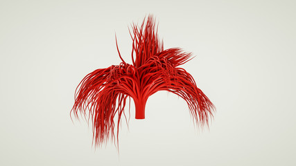 red abstract figure of red glossy curved lines. 3d rendering illustration