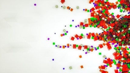 abstract background of scattered multi-colored cubes. 3d rendering. illustration