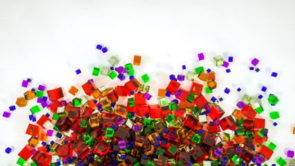 abstract background of scattered multi-colored cubes. 3d rendering. illustration