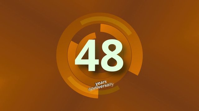 48 Years Anniversary Digital Tech Circle Gold Background 